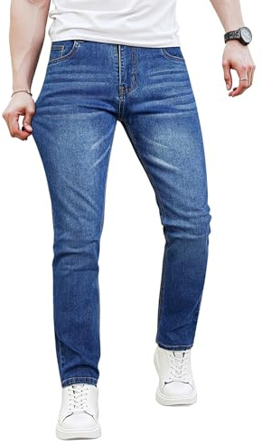 Heyfanee Jeans Homme Slim Stretch Jean Homme Tapered Coton Denim Pants
