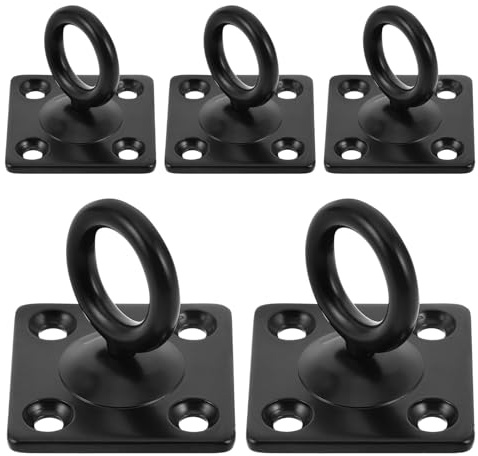 TOPBATHY Ganci da Soffitto da Parete in Acciaio Inox M6 Rotanti, Set da 5 Pezzi Ancoraggio a Muro per Fasce di Resistenza, Supporti Multiuso per Appendere Piante e Organizzare Spazi