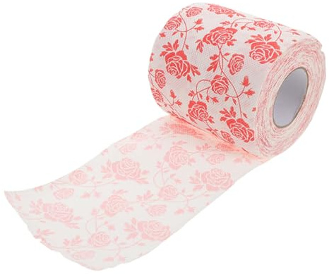 KJHBV Carta Festivo Rossa Motivo Polpa Igienica e Floreale in Unico Naturale Assorbente, per Articoli Essenziali Bagno e Uso