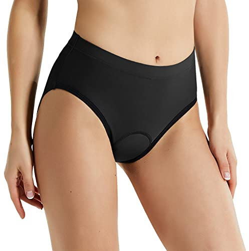 baleaf Culotte de Vélo Rembourrée Femme Cuissard Cycliste Short Vélo Femme Rembourré sous vêtements de Cycliste Padded 4D Gel VTT L'équitation Noir L