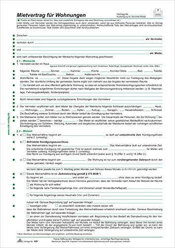 RNK 525 Formulario de contrato de alquiler para viviendas, DIN A4 (3 unidades)