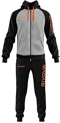GIVOVA TUTA SUPER KING FELPA GRIGIO MEL.CHIARO/ARANCIO FLUO Tg. M