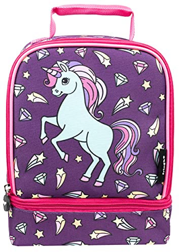 Fringoo - Double Decker Unicorn Lunch Bag - Purple, Kids Lunch Box with Compartment, Great School Lunch Bag - Fully Insulated