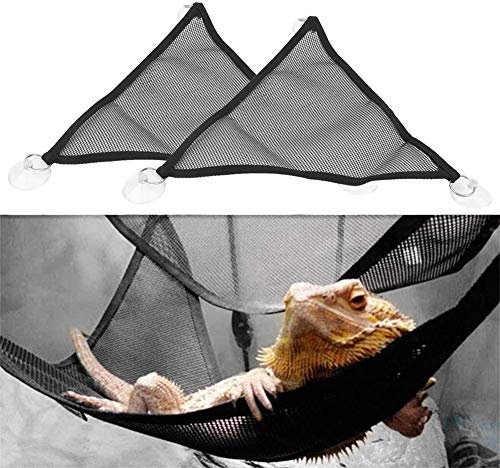 Alvinlite 2 Stück Bartagame Hängematte, Mesh Terrarium Hängematte, Schwarz Reptilien Zubehör für Chamäleon, Eidechsen, Gecko, Schlangen, Leguan, 30 x 30cm