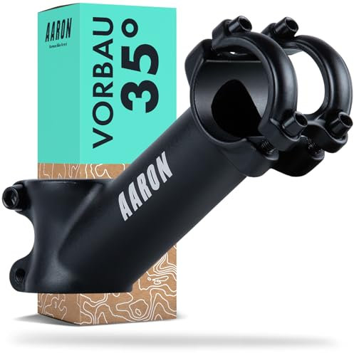 AARON Stem Fahrrad Lenkervorbau, Aluminium Fahrradvorbau mit 35° Winkel für ergonomische Sitzhaltung, 110 mm Lenkervorbau geeignet für Trekkingrad, E-Bikes, Stadtrad, Citybike, Lastenrad, MTB,