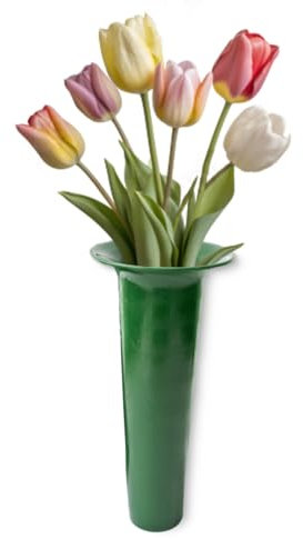 Grabvase Kunststoff Einsatz mit Rand als frostsichere Grabdeko - Runder Bodenvasen-Einsatz in Grün für Friedhofs-Vase Blumenvase als wetterfester Grabschmuck - 25 x 11 cm konisch zum Stecken Stellen