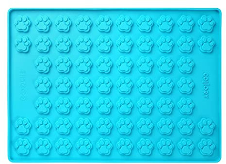 Collory Silikon Leckerli Backmatte in Medium Pfoten (3 cm), Hunde Tatzen, Hundekekse selbst backen, Pfotenbackform, Schokoladenform, Material antihaftend und lebensmittelecht (BPA-Frei)