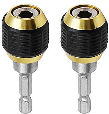 Saipor 2 Stück 60 mm Bithalter Schnellwechsel Bohrerhalter 1/4 Zoll Sechskantschaft Bohrerverlängerung Selbsthemmend Schraubendreher-Bithalter für Bohrmaschine Schraubendreher