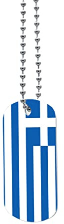 Landsflagga ID-bricka (halsband) militär hund dubbelsidigt tryck världsflaggor (Grekland)