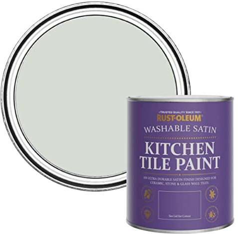 Rust-Oleum Grey water resistant Kitchen Tile Paint in Satin Finish - Winter Grey 750ml