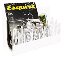 FISURA - Porte-revues design Bâtiments. Porte-revues blanc moderne. Porte-journaux de style industrie 35 x 11 x 22 centimètres. Métal