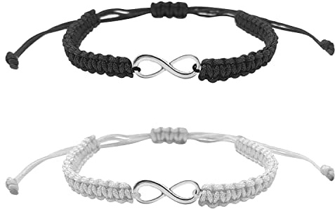 Infinity Bracelets for Couples Best Friend, Infinity Sign Handmade Rope Braided Couples Bracelet, Distance Matching Bracelets Jewellery Gift for Couple Family Lovers Women Men A7WXBZSL (A)