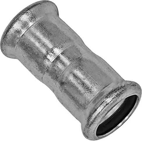 MegaHaustechnik Muffe 15x15 Pressfitting aus Edelstahl V4A für Rohr-Außendurchmesser 15mm zum Verpressen M-Kontur, Trinkwasser geeignet, VA INOX Kupplung Verbinder Doppelmuffe