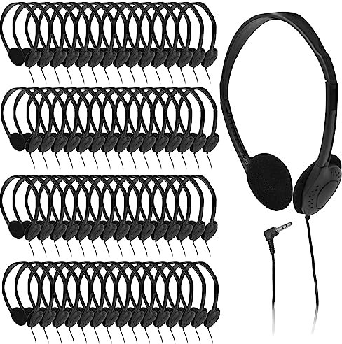 Juego de 60 auriculares para niños, auriculares para el aula a granel, auriculares al por mayor para estudiantes sobre la cabeza, para estudiantes, adolescentes, niños, niñas, adultos y niños pequeños