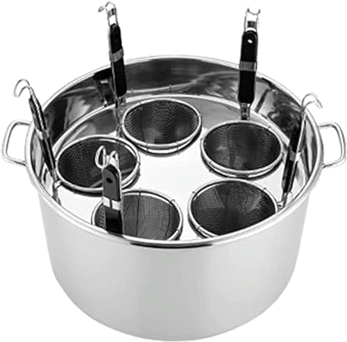 UNbit Cooking Pots,3/4/5 Holes Stainless Steel Pasta Cooker Pot with Strainer Insert Basket, Pasta Noodle Vegetable Dumpling Cooker Set for Home Kitchen Restaurant Cooking Tool,3 Holes Pot (Size : 5