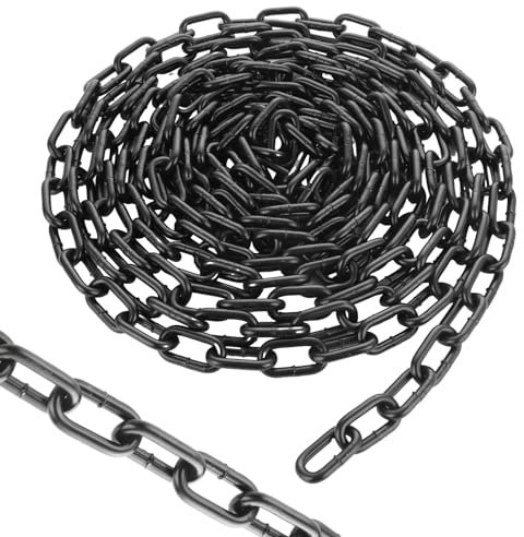 CYEAH 1/4 Carbon Steel Link Chain, Carbon Steel Chain 19.4 Ft Small Strong Link Chains, Utility Metal Decorative Chains Camping Pet Dog Hanging Chainn for Bird Feeder Planters Signs