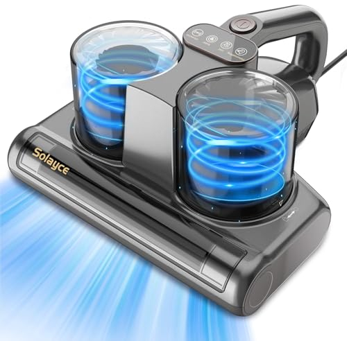 Milbensauger für Matratzen mit UV-Licht, Doppelbecher-milbensauger 16KPA Milben Staubsauger Mit 60°Heißluft, LED-Anzeige, Ultraschall,Entfernt 99,9% der Bakterien, Allergene und Hausstaubmilben