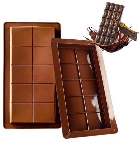 JWTRSVTY 2 moldes de silicona para chocolate Dubai, moldes de silicona reutilizables para chocolate, moldes de chocolate, molde de silicona con agujero rectangular, para chocolate y caramelos