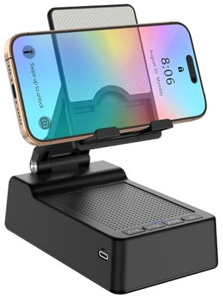 taopodo Multifunctional Cell Phone Stand with Wireless Bluetooth Speaker and Anti-Slip Base, HD Stereo Compatible with Multiple Devices, Tech Gadgets Gifts for Men/Women/Parents/Child (Black)