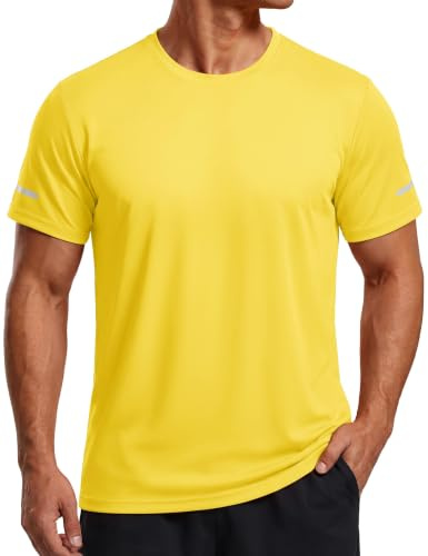 TACVASEN Camiseta deportiva para hombre con protección UV, manga corta, transpirable, con rayas reflectantes