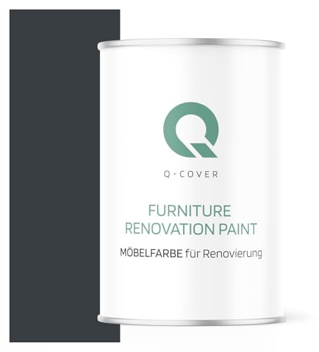 Q-COVER Vernice per mobili semi-opaca, colore: Grigio antracite RAL 7016, 1 L, colore legno per interni | coprente, a base d’acqua, antigraffio, per cucine, armadi, tavoli, giardino