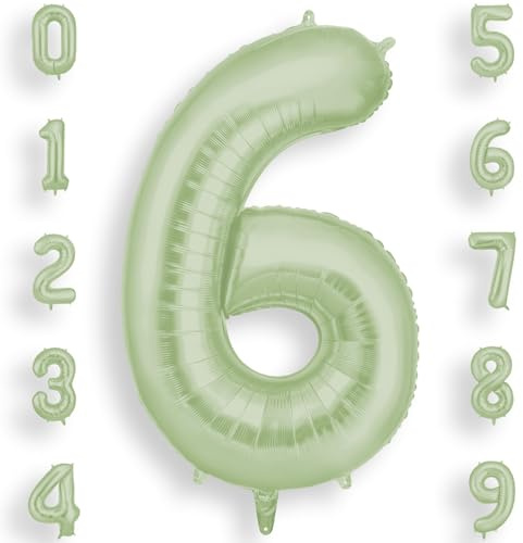 AOOSU Palloncini Compleanno Verde Oliva 101 CM, Palloncino Numero 6, Foil Numeri, Giganti Palloncini Numeri, Decorazioni Festa Compleanno, Gonfiabili Pallone per Anniversario