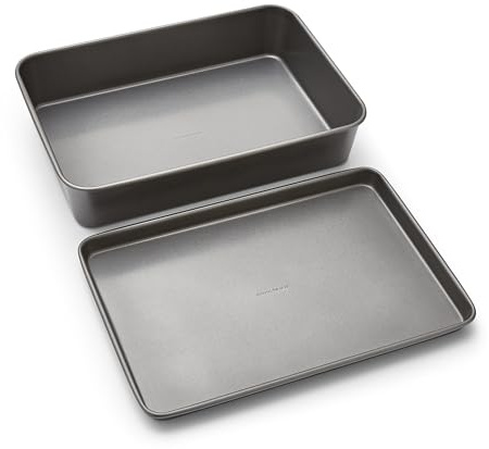Morphy Richards 849003 - Juego de bandeja para horno y moldes para asar, 15 x 10 y 15 x 11, acero al carbono resistente, base texturizada, apta para horno, lavavajillas y congelador, ideal para asados