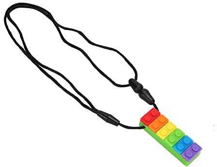 Bamjour Collana Masticare, Collana per Dentizione Resistente Alla Temperatura in Silicone per i Giocattoli Masticati Sensoriali per Bambini (Colo per bloccare i denti build building verde)