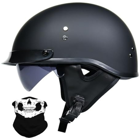 Uueybsg Motorradhelm Retro Halbhelm Chopper Helm DOT/ECE Zertifizierung mit Visier Vintage Motorrad Halber Half Helm Halbschale Jethelm Bike Pilot Chopper Helm Rollerhelm für Damen Herren