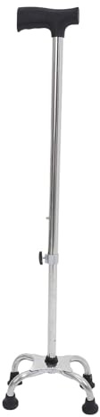 BELLIFFY Bastone Inossidabile con Base in Punte Piatta Antiscivolo a Acciaio Regolabile Design Ergonomico per Anziani per Uso Interno ed Esterno