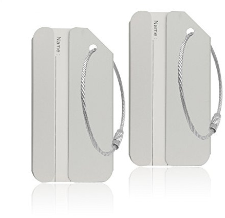 Aluminum Luggage Tag for Luggage Baggage Travel Identifier By Ovener (Silver 2 Pcs)