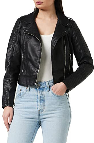 VERO MODA Damen Kunstleder-Jacke VMKerriultra Biker-Style 10228728 Black M