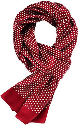 WANYING Edler 100% Seide Herrenschal 11 Momme Seidenschal für Herren Schaltuch Casual Business 155×26cm - Gepunktet Bordeaux