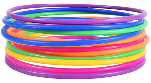 OBTANIM 12 Pcs Plastic 7 Inch Ring Toss Game for Kids and Outdoor Toss Rings for Speed and Agility Practice Game, Random Colors