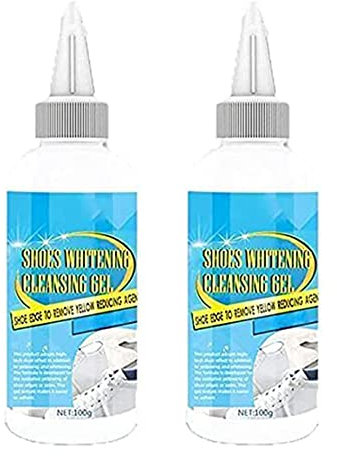 Qklovni Shoe Cleaner Kit - Shoes Whitening Cleansing Gel, Clean Shoes Stain Whitening Cleansing Polish Foam Deoxidizer Gel for Sneaker Remove Yellow Edge, 30ML/100ML (2Pcs, 30ml)
