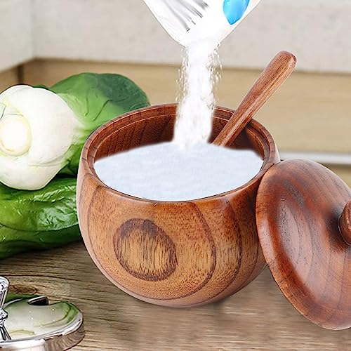 Gavigain Tarro De Especias, Cuenco Pequeño De Madera para Caja De Sal De Madera, Tarro De Especias, Azucarero, Contenedor De Condimento De Pimienta, Exclusivo Diseño Personalizado De Lujo Hecho