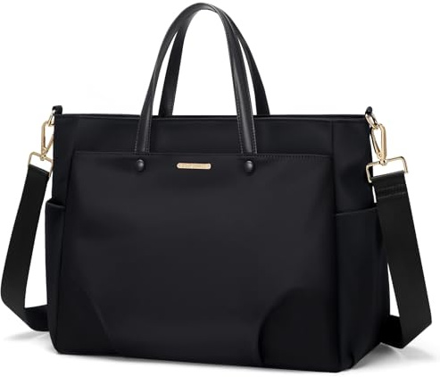 GOLF SUPAGS Laptop Shoulder Bag 14 Inch, Computer Shoulder Bag Large Work Tote Bag for Women, Laptop Carrying Case Stylish Handbag for Business Travel (Black)