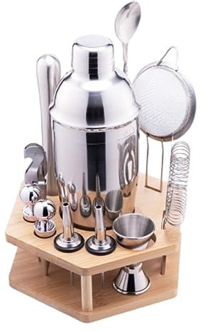 Cocktail Kit Shaker à Cocktail 13 Pièces Shaker À Cocktail Faisant Ensemble Kit De Barman Barres en Acier Inoxydable Outil Accessoires De Fête À La Maison Ensemble de Cocktail Cocktail Shaker Kit (Co