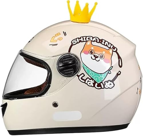 Casco integral de moto para niños, casco scooter homologado ECE con visera solar y bufanda extraíble, casco scooter para niños y niñas de 3 a 12 años P,48-55CM