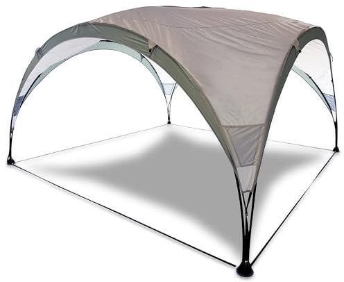 ENVA Pavillon événementiel 3,6x3,6 m Pavillon rond en forme de dôme avec protection contre le soleil et la pluie, sac de transport, piquets et haubans inclus Tente de réception résistante aux intempér