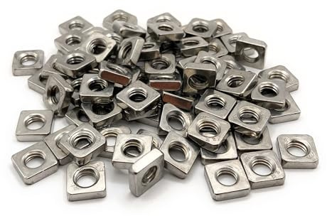 PRORAJE Fyrkantiga bottenmuttrar M8 rostfritt stål A2 fyrkantig platt mutter Ø 8 mm, set om 10 st | Låg form, platt profil, Ø 8 mm, 8 mm, standard DIN 562, rostfritt stål A2-70 (V2A/304), gänga inte 1,25 mm