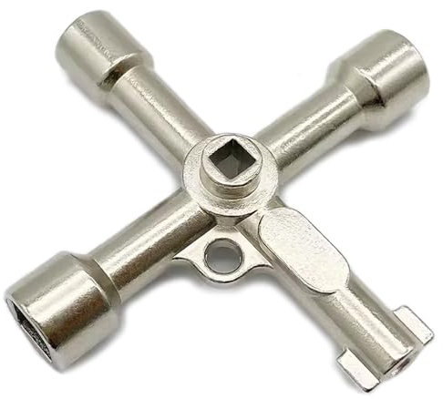 Vandomrise Llave Universal Multifuncional de 4 Puntas, Cruzada, del Gabinete de Control, Triangular para Contador Agua, Armario Eléctrico, Ascensor, Contador Gas, Válvulas