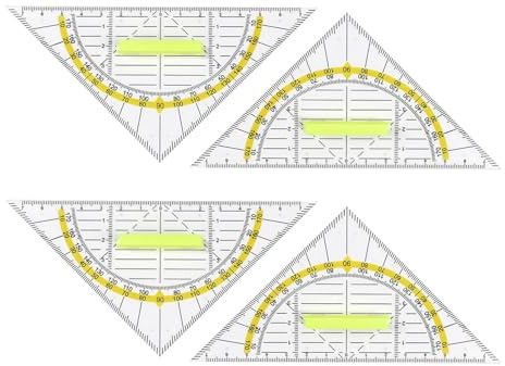 Parthan 4 stycken geostränder transparent med handtag, geometrisk triangel för skola och studier, skrivbordstillbehör flexibel och halkfri, 16 cm liten geometriangel, geo-triangel