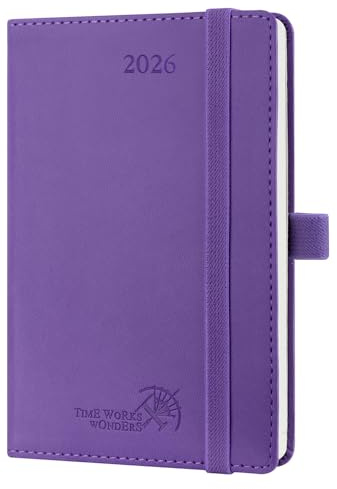 POPRUN Agenda Settimanale Piccola 2026 16 x 10,5 cm, Copertina Rigida in Pelle Vegana, Agenda 2026 Tascabile, Planner 2026 A6, Carta Spessa da 100 GSM, Viola