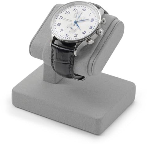 Papten Supporto per orologi in velluto – Lusso singolo con morbido velluto, elegante ripiano da tavolo per orologi da donna e da uomo (grigio)