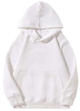 Felpa con cappuccio per ragazzi e ragazze, tinta unita, con tasca, con cappuccio, vestibilità larga, per bambini, scuola, tinta unita, a maniche lunghe, in cotone, per attività all'aperto