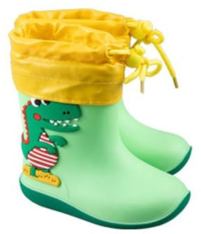 Bottes de pluie imperméables en caoutchouc pour enfants - Design dinosaure 3D - Bottes mi-hautes respirantes et légères - Semelle antidérapante pour filles et garçons - Unisexe, Vert F., 24 EU