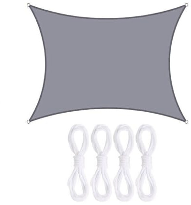 Qimopi Sonnensegel, rechteckig und quadratisch, wasserdicht, Oxford-Stoff, für Terrasse, Terrasse, Terrasse, Garten, Grau (6 x 8 m)