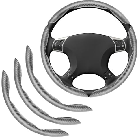 Ruioomeep Coprivolante per auto, antiscivolo, set da 3 pezzi, universale, segmentato, in fibra di carbonio, confortevole e antiscivolo (99% veicoli) (grigio)