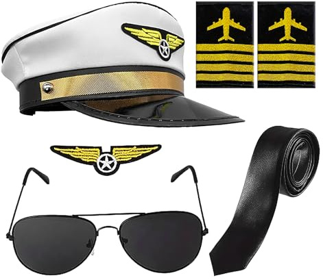 Costume Kit - 200g, Airline Pilot Costume | Eye-Catching - Airline Captain Cap | Pilot Costumes Accessory For Kids And Adults - Badge For Photography Props, Halloween
